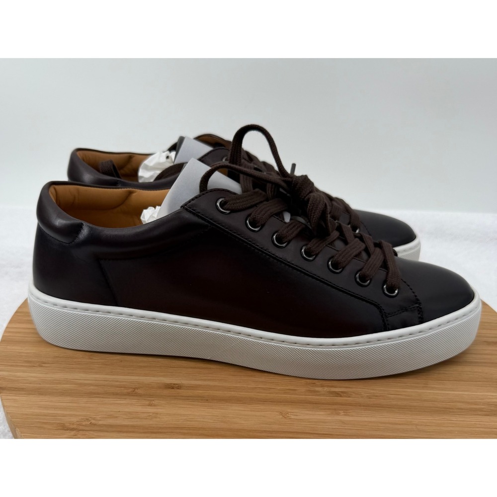 Ralph Lauren Severn 8.5 D English Brown Burnished Calf Leather Sneakers Italy